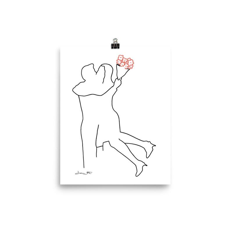 794x794 Man Hugging Woman Ink Drawing Love Line Art Etsy - Man And Woman Hugging Drawing