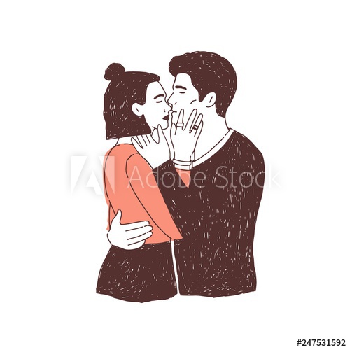 500x500 Pair Of Passionate Lovers On Date Young Stylish Man And Woman - Man And Woman Hugging Drawing