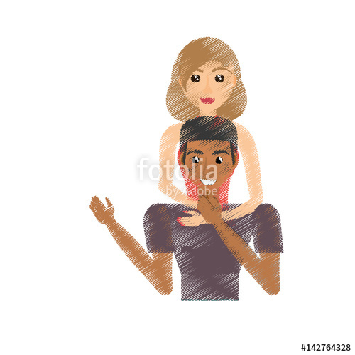 500x500 Drawing Woman Hugging Man Lovely Vector Illustration Stock - Man And Woman Hugging Drawing