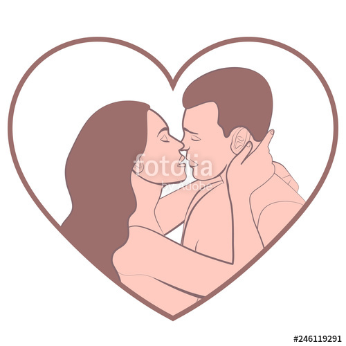 500x500 Couple In Love, Lovers Beautiful Man And Woman Hugging And Kiss - Man And Woman Hugging Drawing