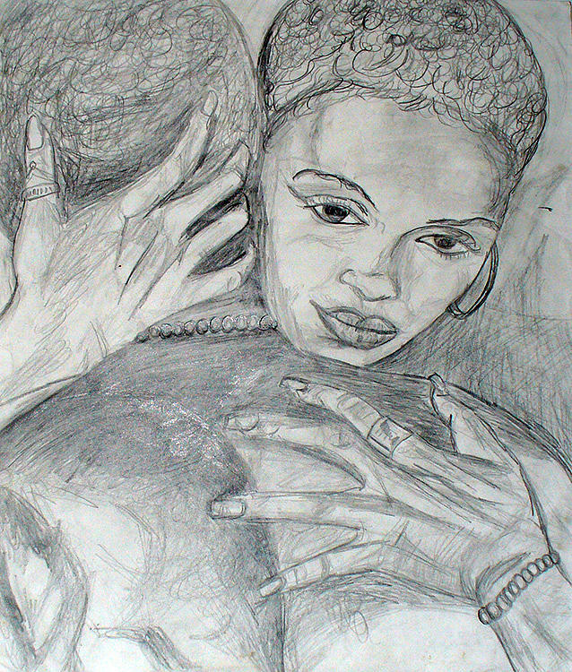 638x750 Don't Let Go Of A Good Man Drawing - Man And Woman Hugging Drawing