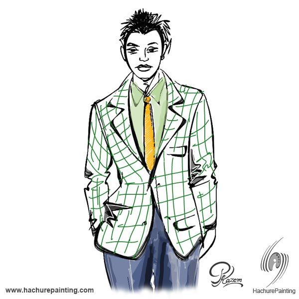 600x600 A Young Man With A Suit, Drawing From Front View - Man Drawing