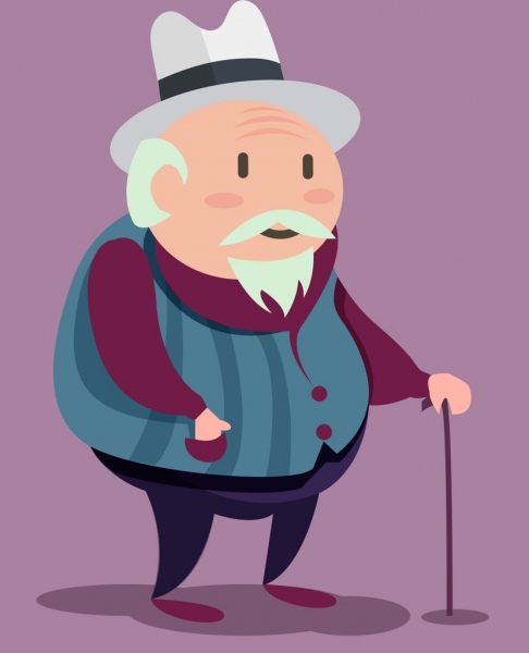 486x600 Old Man Drawing Colored Cartoon Design Free Vector In Adobe - Man Drawing Cartoon