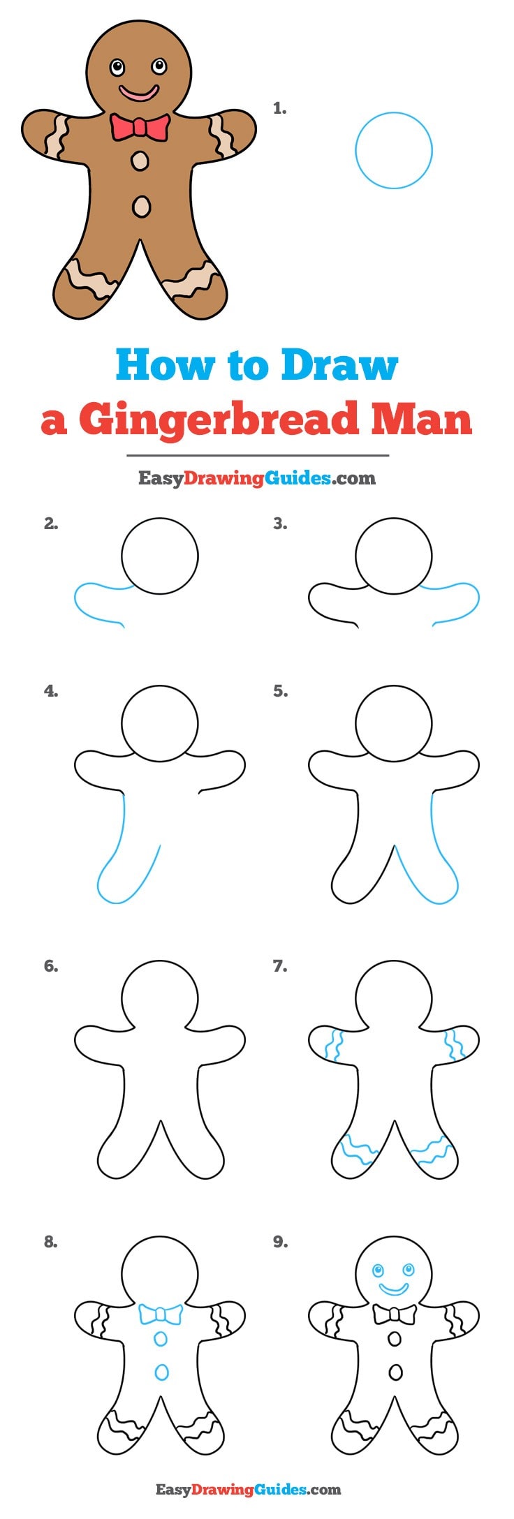 736x2176 How To Draw A Gingerbread Man - Man Drawing Easy