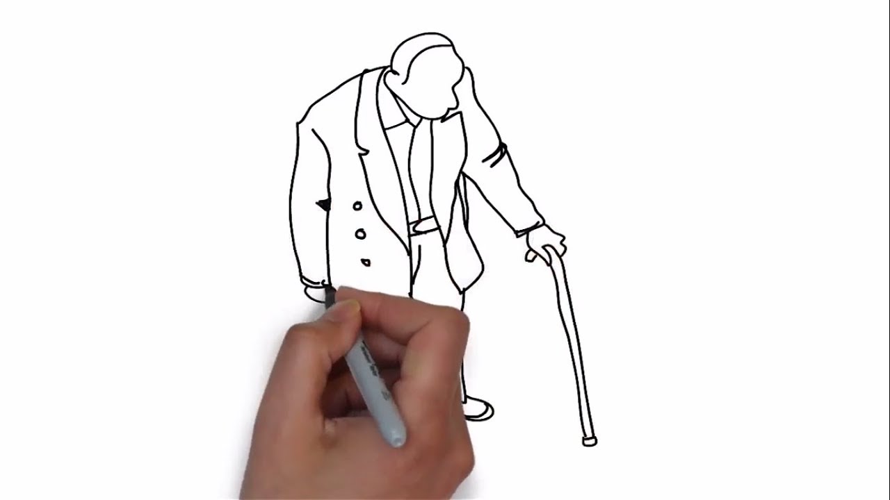 1280x720 How To Draw A Old Man Step - Man Drawing Easy