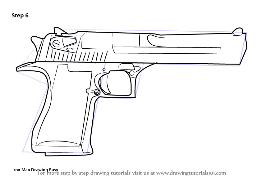 843x596 Iron Man Drawing Easy Learn How To Draw Imi Desert Eagle Pistols - Man Drawing Easy