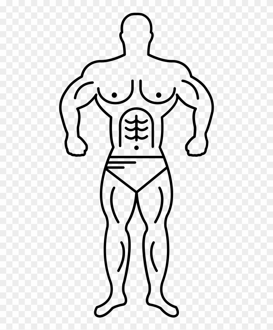 880x1061 Muscle Man Line Art Vector Png - Man Drawing Easy
