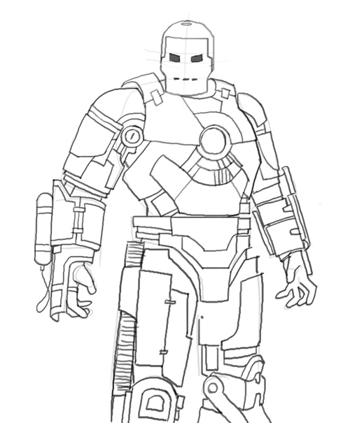 500x605 How To Draw Iron Man Mk - Man Drawing Images