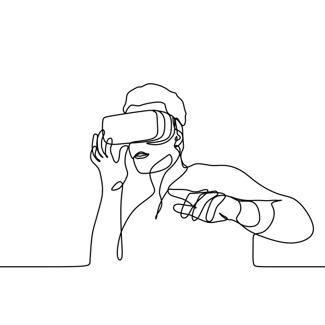 640x640 One Line Continuous Drawing Man In Glasses Device Virtual Reality - Man Drawing Outline