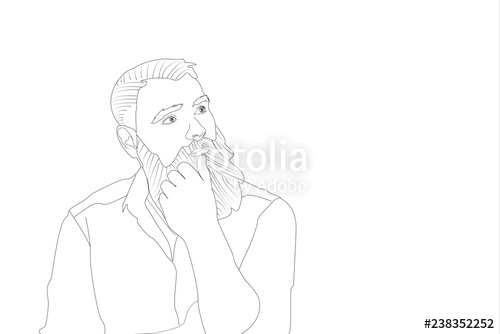 500x334 Outline Drawing Of A Thoughtful Man Stock Photo And Royalty Free - Man Drawing Outline