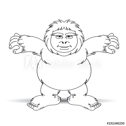 500x500 Black Outline Stone Age Man Or Caveman Spreading Hands Vector - Man Drawing Outline