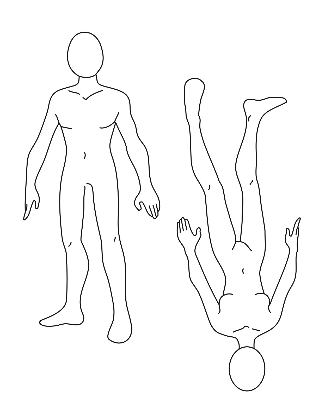1224x1584 Body Template Clipart Human Outline Printable Free Download Clip - Man Drawing Outline