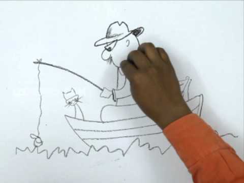 480x360 How To Draw A Man Fishing - Man Fishing Drawing