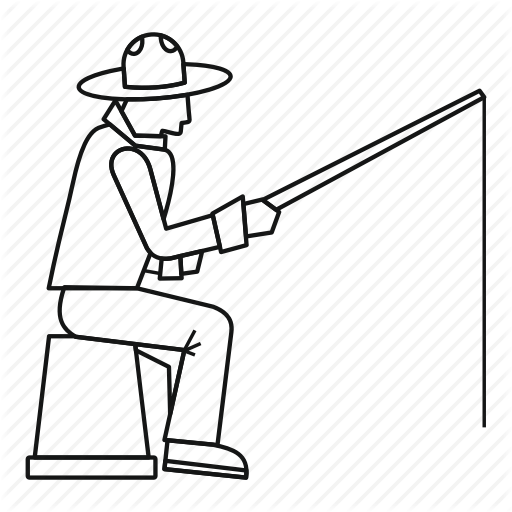 512x512 Bucket, Fisherman, Fishing, Line, Man, Outline, Rod Icon - Man Fishing Drawing