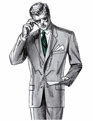 304x396 New Creations Custom Tailors - Man In Suit Drawing