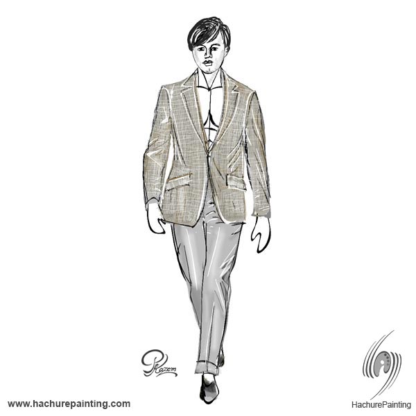 600x600 Young Man With The Suit, Drawing From Front View Tutorial - Man In Suit Drawing