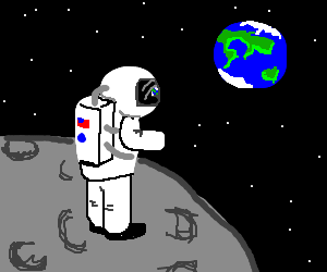 300x250 Lonely Man On The Moon Drawing - Man In The Moon Drawing