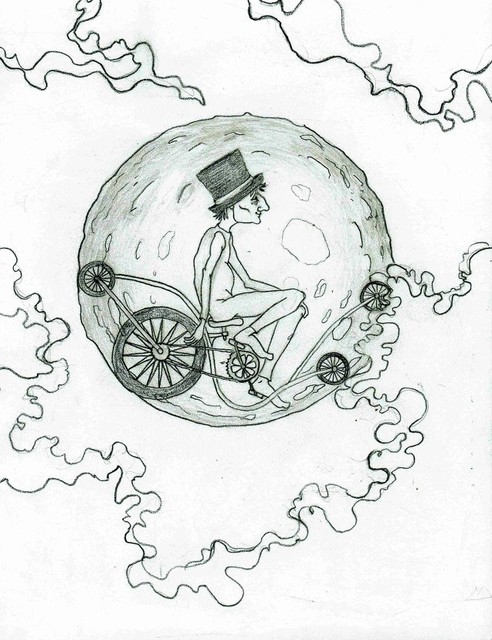 492x640 Man In The Moon Original Wall Art - Man In The Moon Drawing