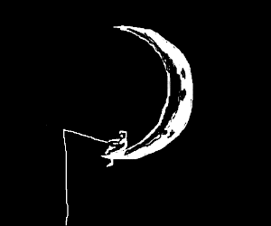 300x250 Man In The Moon Goes Fishing Drawing - Man In The Moon Drawing