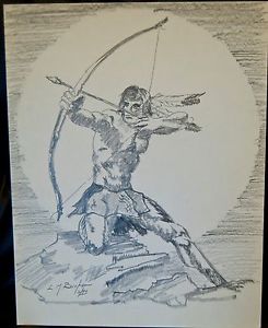 245x300 Original Lloyd M Bucher - Man In The Moon Drawing