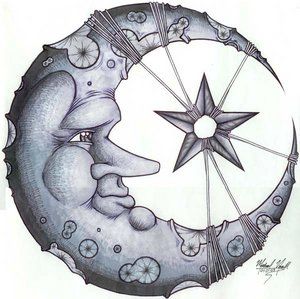 300x299 Crescent Man In The Moon Drawings - Man In The Moon Drawing