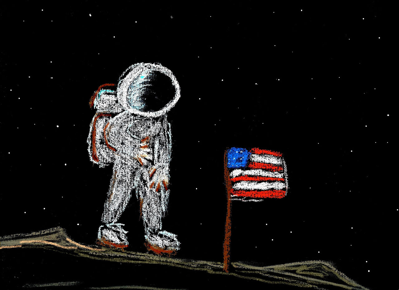 1280x930 First Man On The Moon Esahubble - Man In The Moon Drawing