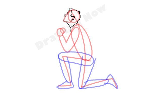 600x400 How To Draw A Person On Their Knees, Kneeling - Man Kneeling Drawing