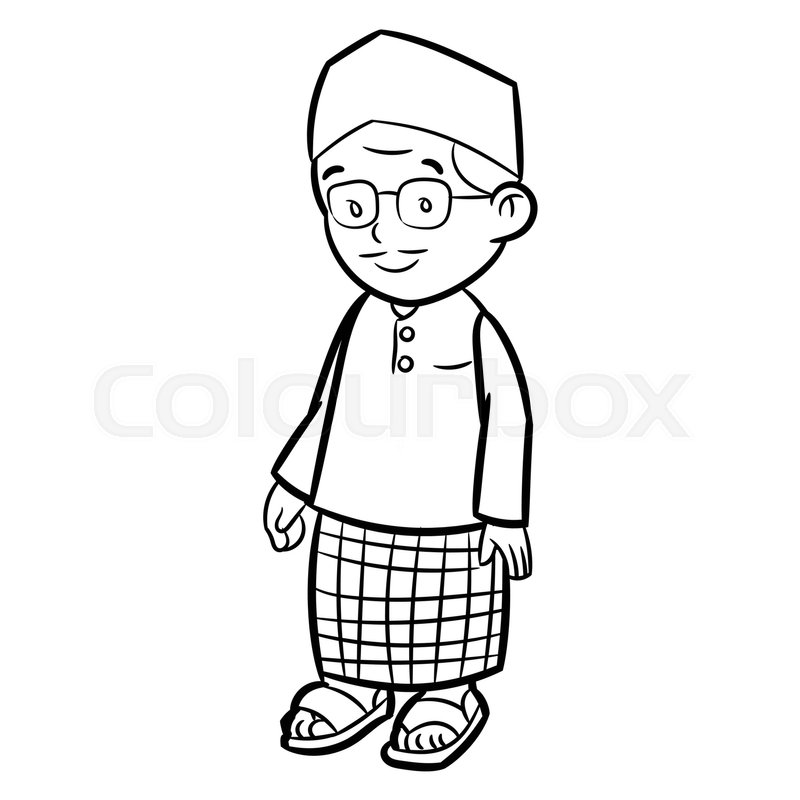800x800 Hand Drawn Sketch Of Adult Malay Man Stock Vector Colourbox - Man Line Drawing