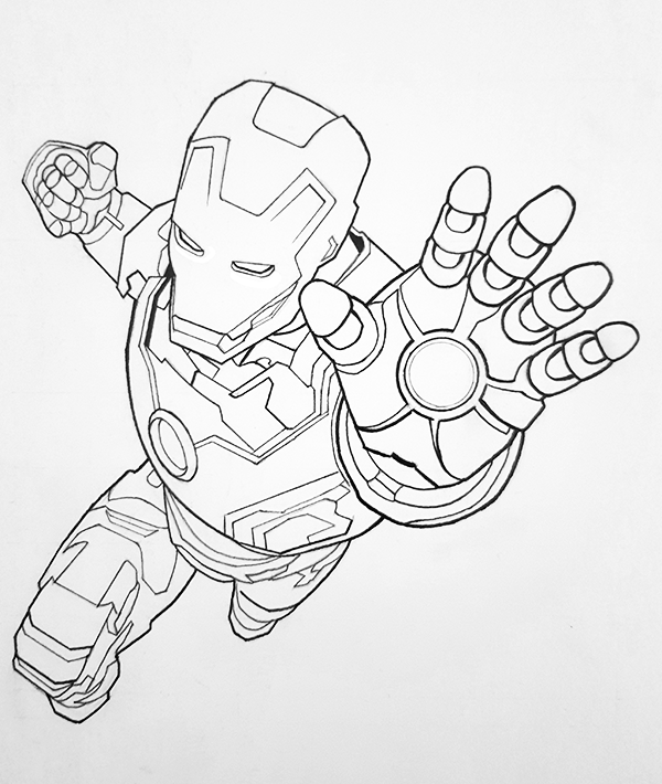 600x710 Iron Man Line Drawing - Man Line Drawing