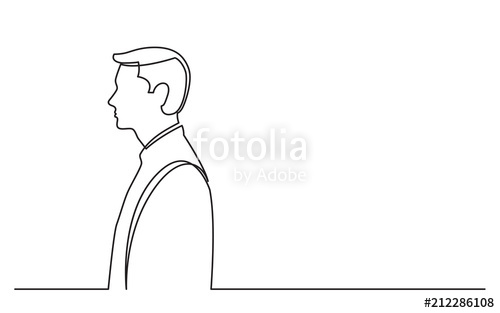 500x313 Continuous Line Drawing Of Standing Man Side View Stock Image - Man Line Drawing