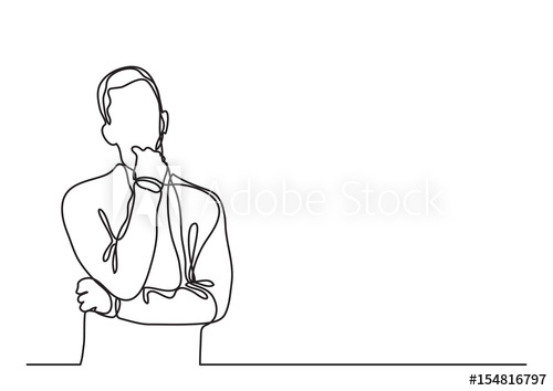 500x354 Thinking Man - Man Line Drawing