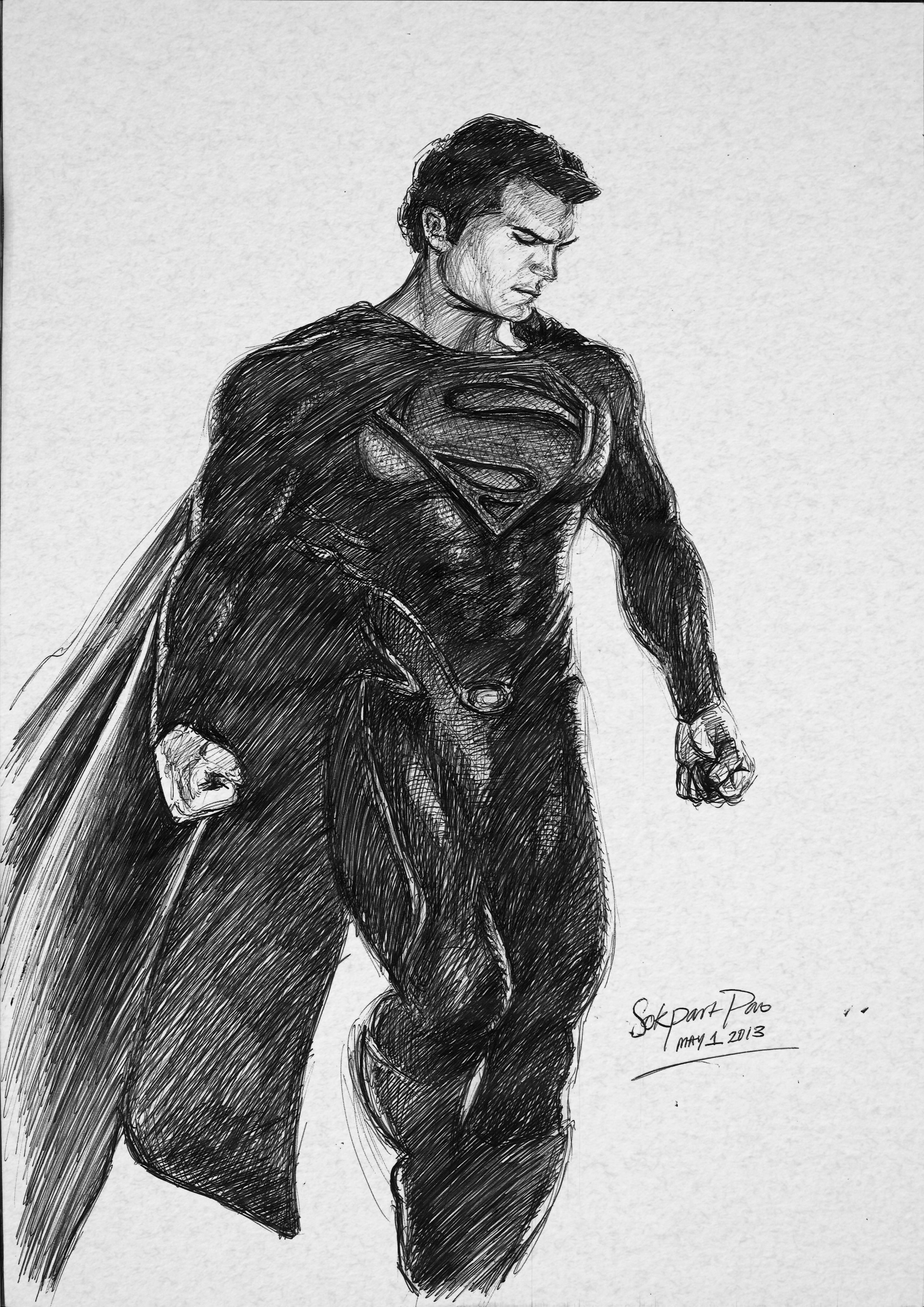 Супермен рисунок карандашом