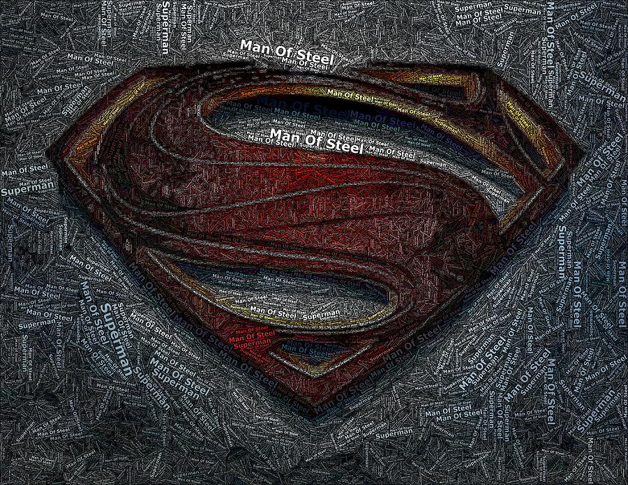 900x695 Man Of Steel Mosaic Digital Art - Man Of Steel Logo Drawing
