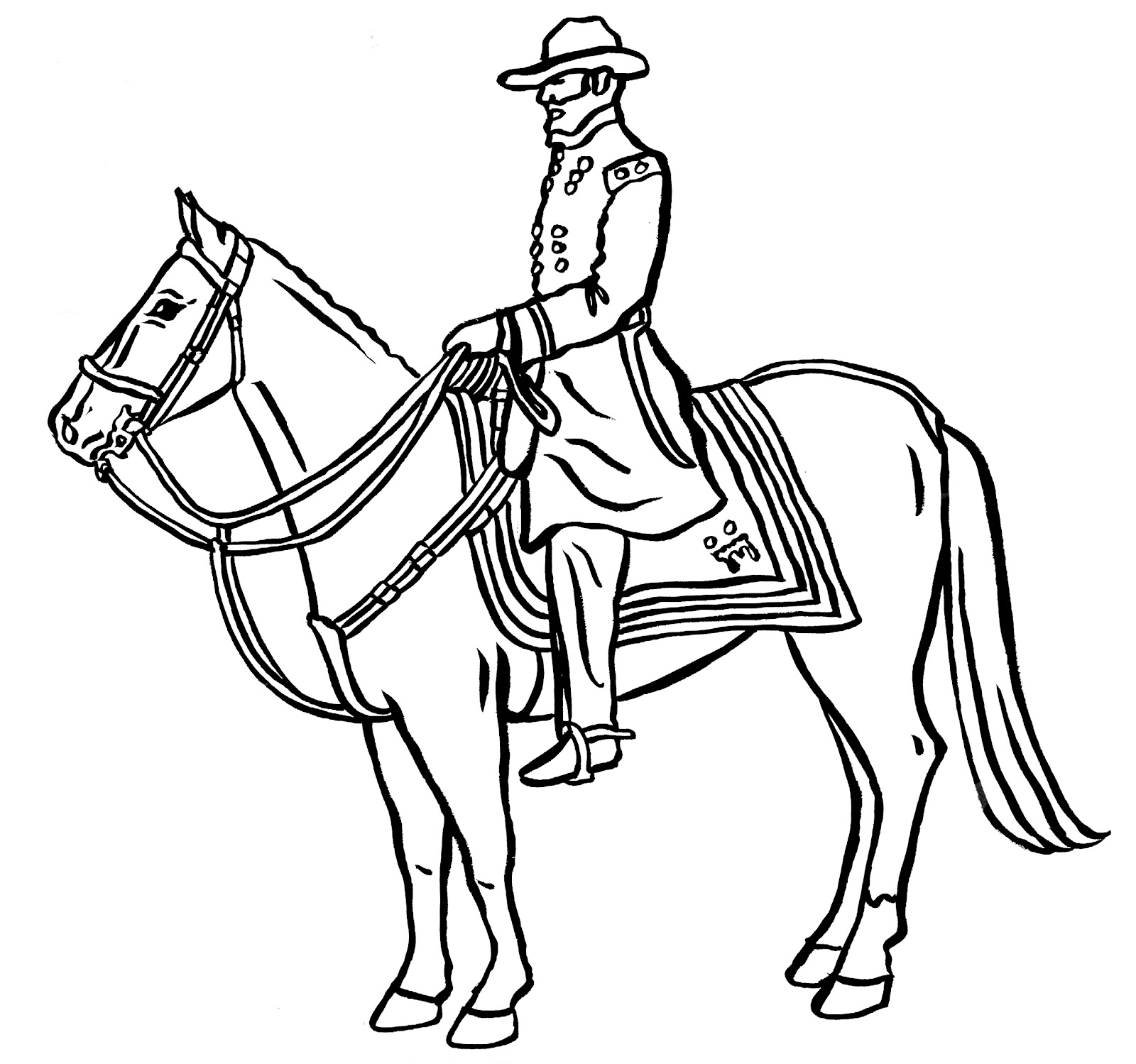 1600x1499 Hazel Mitchell Colouring - Man On Horse Drawing