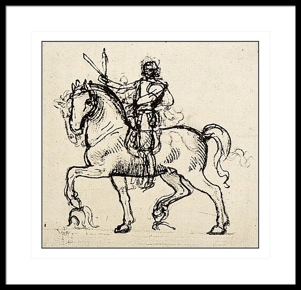 600x578 Leonardo's Sketches And Drawings Man On Horse - Man On Horse Drawing