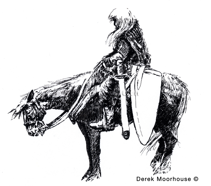 800x704 Man On Horse Drawing Derek Moorhouse - Man On Horse Drawing