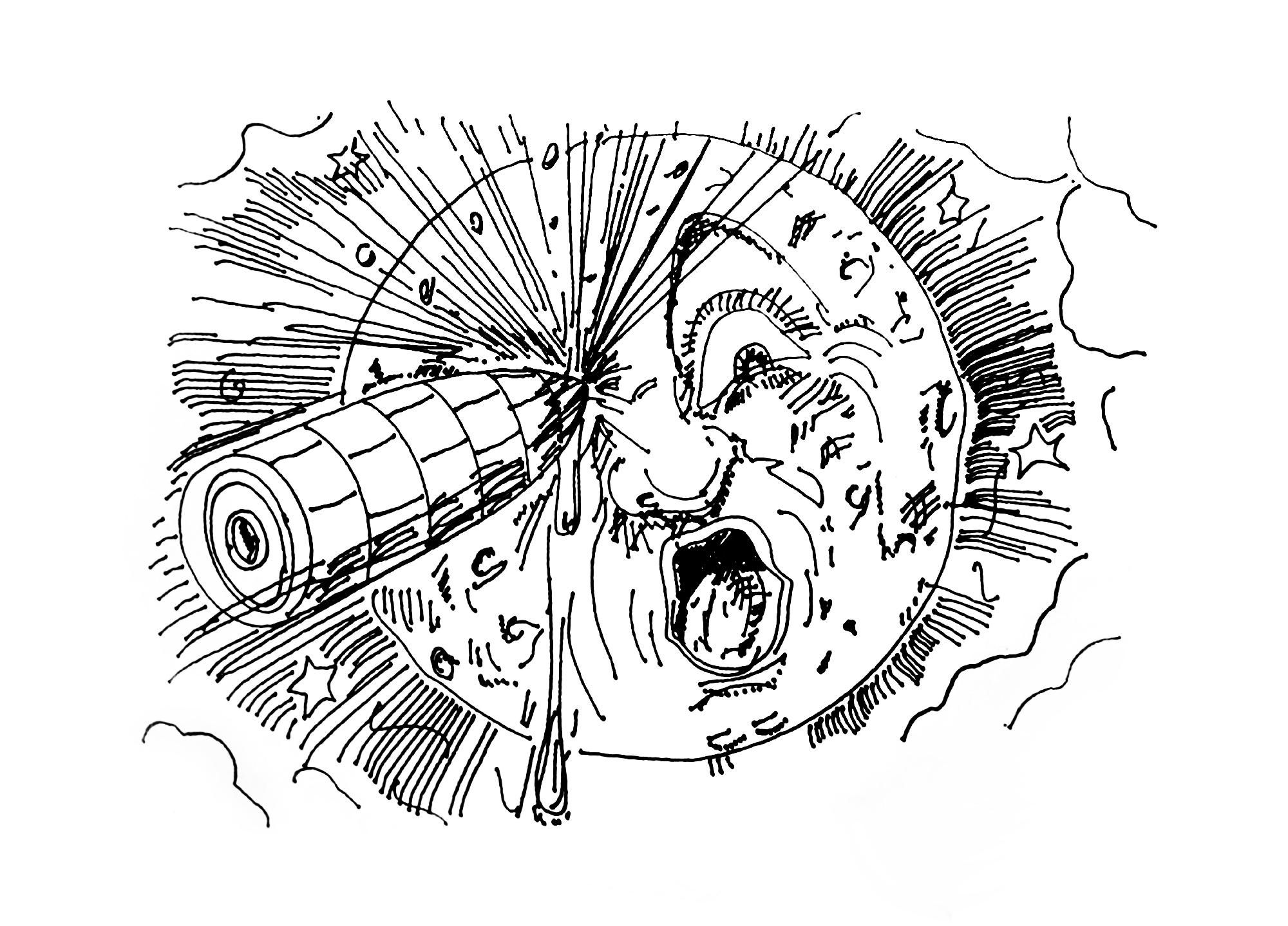 2000x1439 Reverse Drawing Moon For Free Download - Man On The Moon Drawing