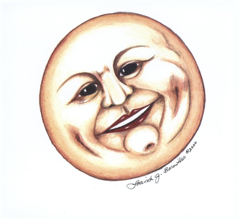 794x730 Man On The Moon Illustration Art Drawing Colored Pencils Etsy - Man On The Moon Drawing