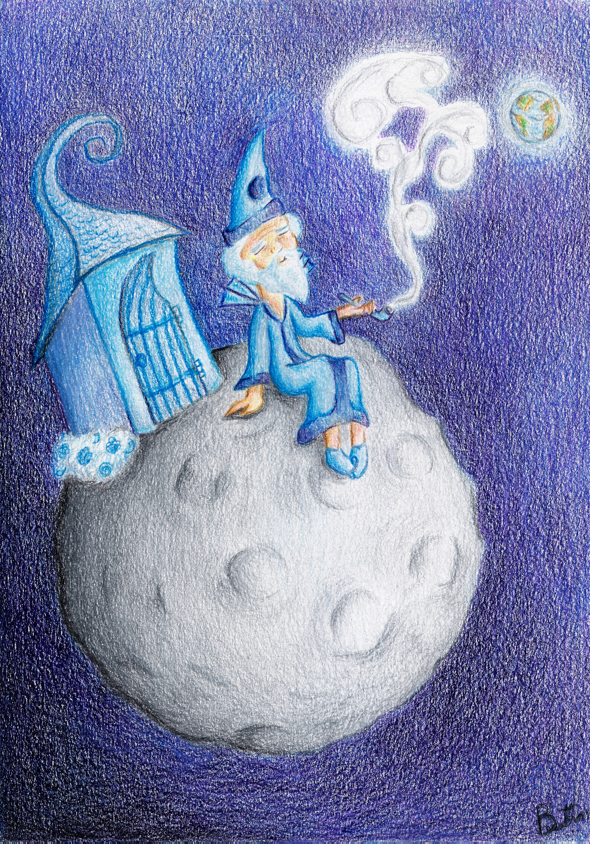 2438x3484 The Man On The Moon A Story For Each Drawing, A Drawing For Each - Man On The Moon Drawing