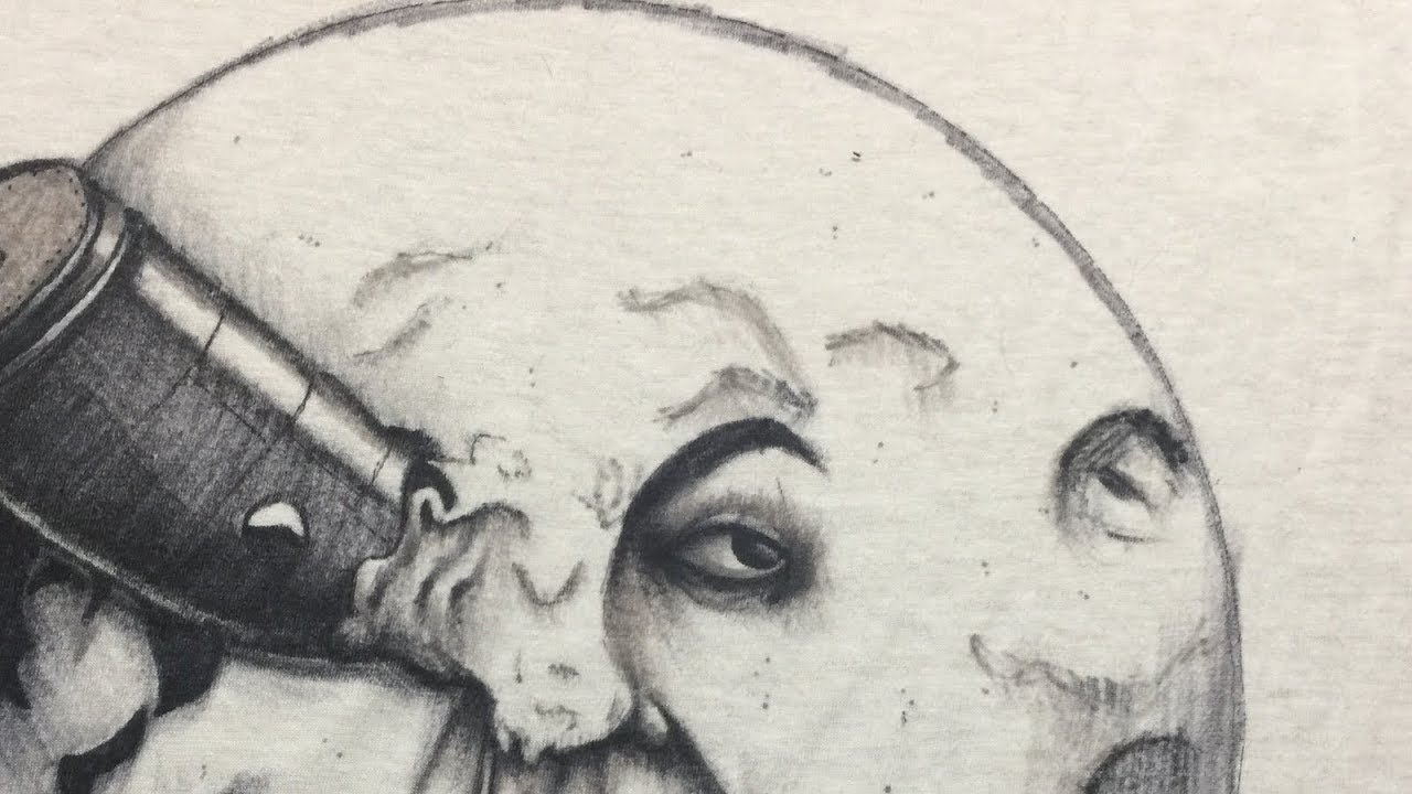 1280x720 Drawing A Spooky Moon Man On A T Shirt - Man On The Moon Drawing