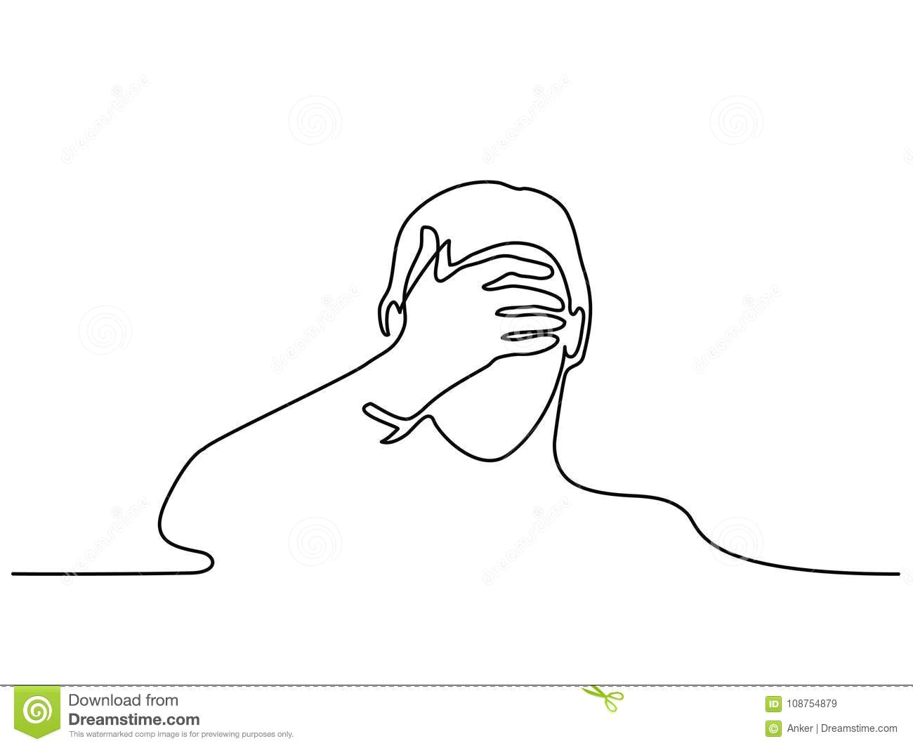 1300x1065 Outline Drawing Of An Eye Man Covering His Eyes With Hand Stock - Man Outline Drawing