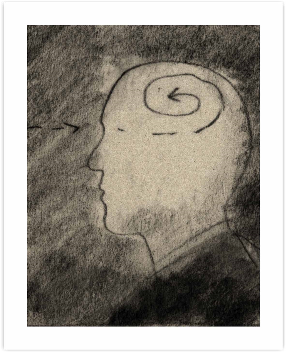 977x1200 reception fine art print pencil drawing of information entering - Man Pencil Drawing