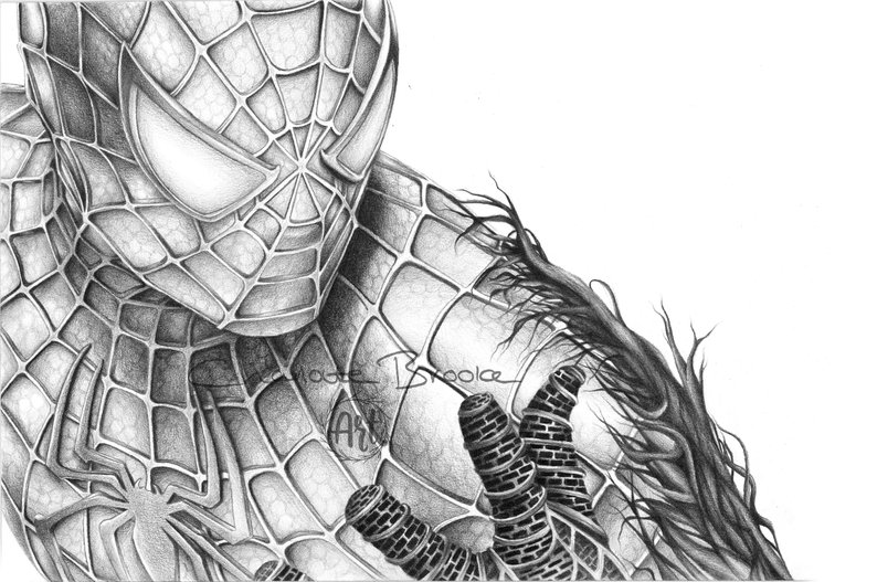 794x527 Spider Man Pencil Drawing Portrait Print Etsy - Man Pencil Drawing