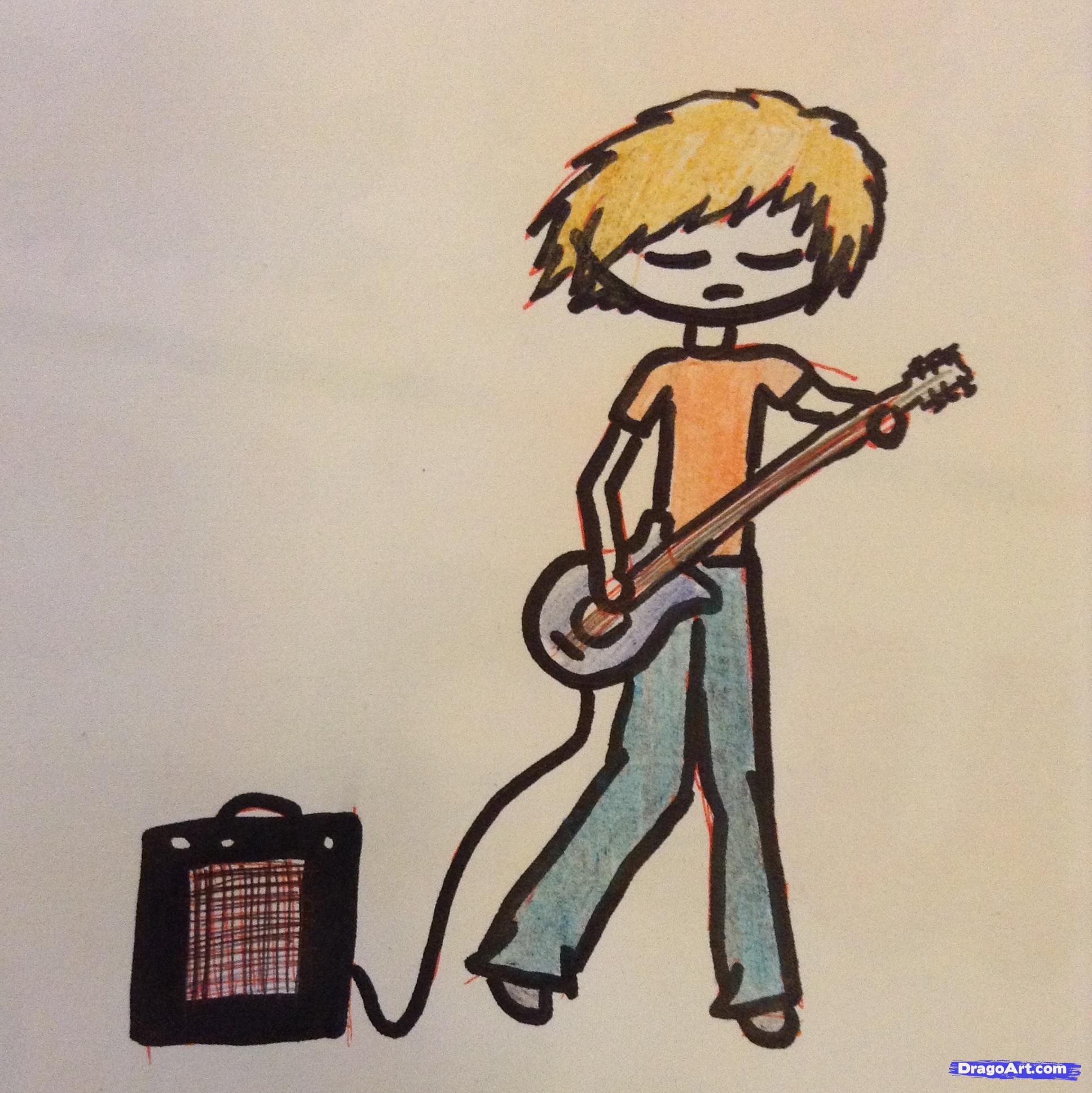 1936x1937 How To Draw A Person Playing Guitar, Step - Man Playing Guitar Drawing