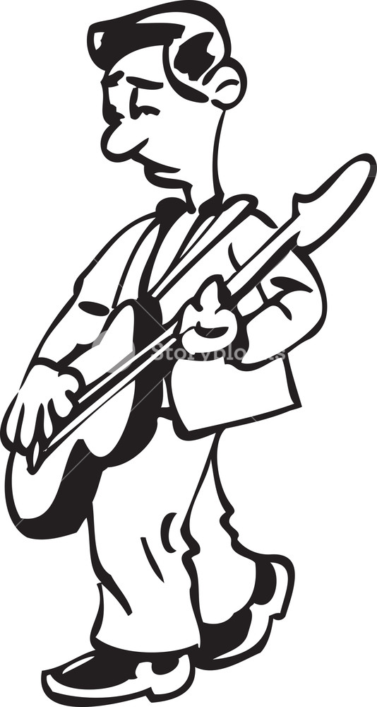 534x1000 Illustration Of A Man Playing Guitar Royalty Free Stock Image - Man Playing Guitar Drawing