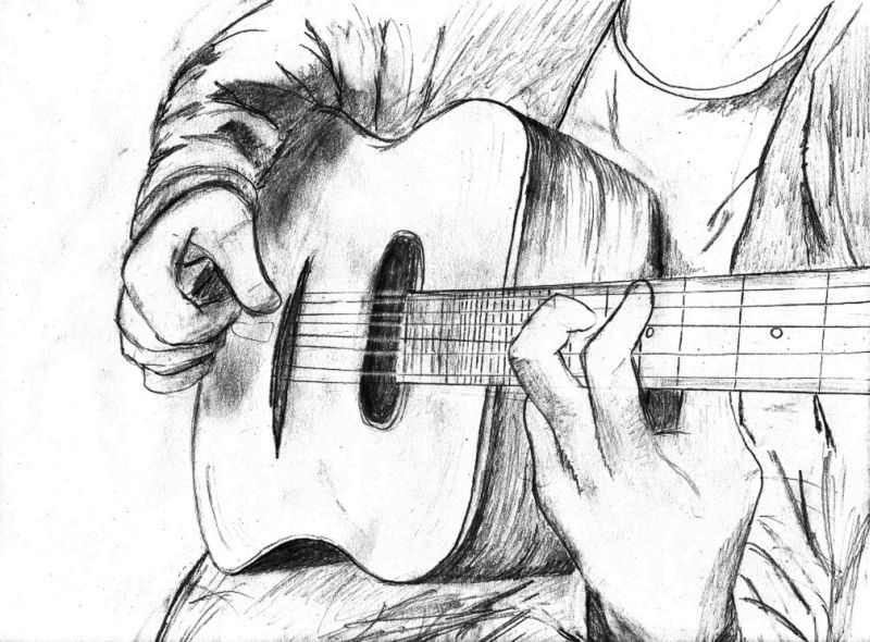 800x590 A Few Drawings Art Drawings, Guitar Drawing, Music Drawings - Man Playing Guitar Drawing