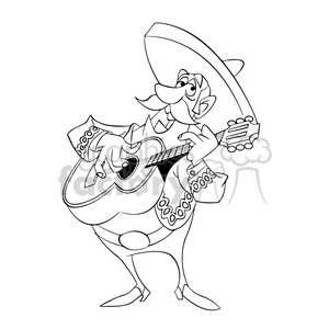 300x300 Black And White Image Of Man Playing Guitar Mariachi Negro Clipart - Man Playing Guitar Drawing