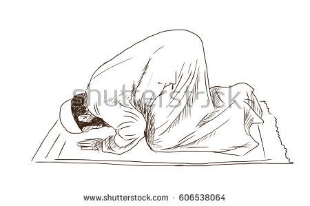 450x299 Hand Drawn Sketch Of A Muslim Man Praying In Vector Illustration - Man Praying Drawing