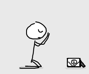 300x250 Man Praying To A Tiny Picture Drawing - Man Praying Drawing