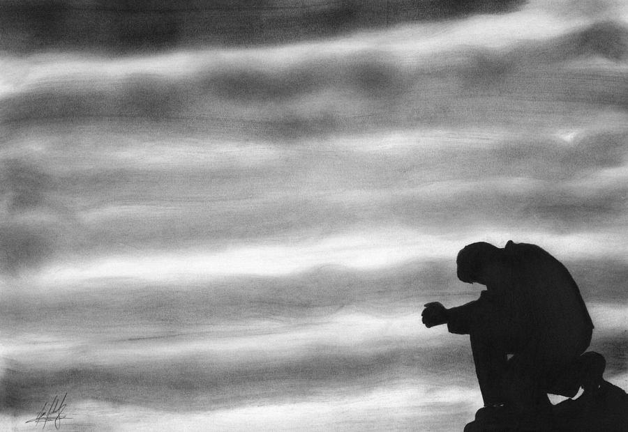 900x620 Praying Man Silhouette Drawing Drawing - Man Praying Drawing